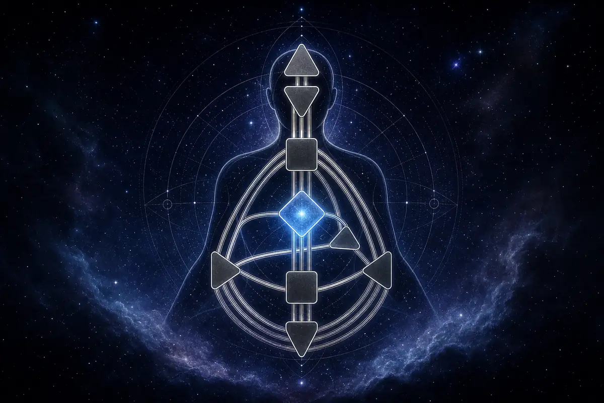 A defined heart center glowing with warm golden light in a Human Design bodygraph, representing the willpower and desire of Ego Authority.