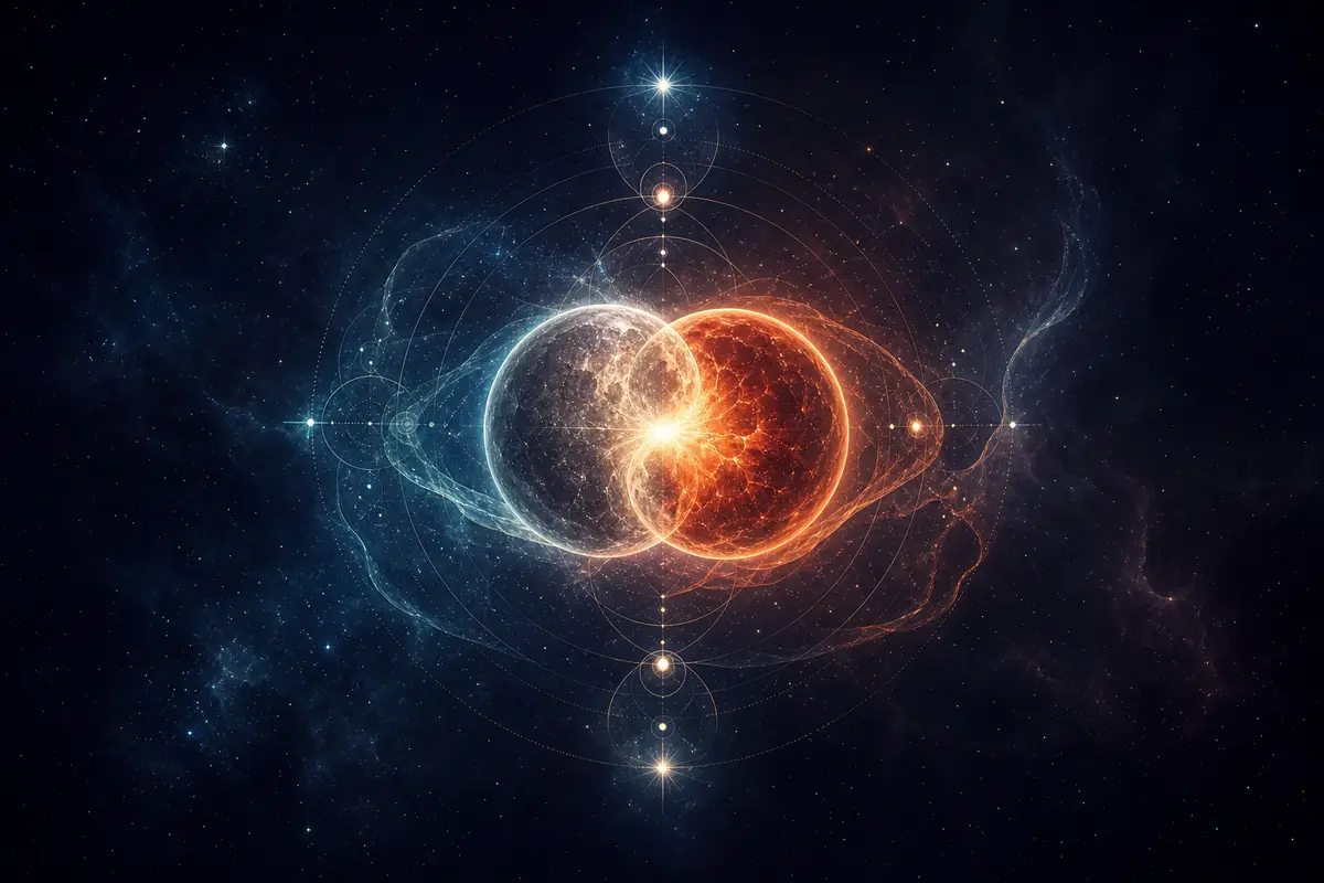 Mercury and Mars drawn in fine light, overlapping at one point on a thin astrological circle.